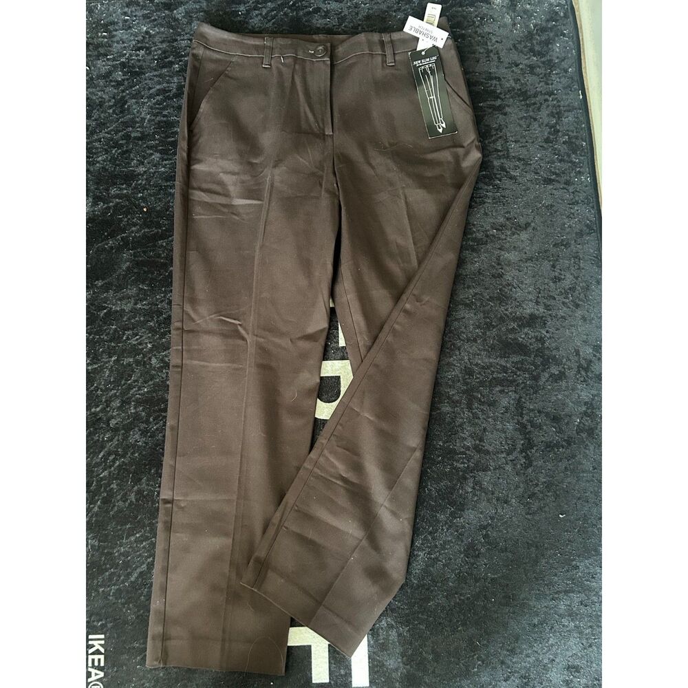 New Directions NWT Chocolate Brown Slim Leg Stretch Dress Pants Size 12 - Picture 5 of 5